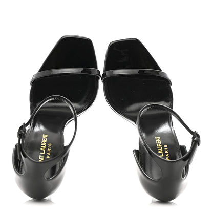 Saint Laurent Patent Calfskin Opyum 110 Sandals 38.5 Black 2 of 9