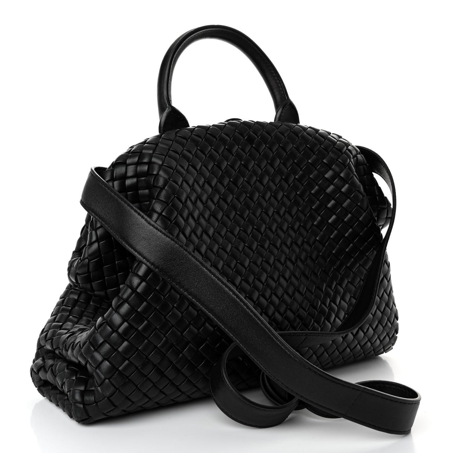 Nappa Intrecciato Medium Padded The Handle Tote Black