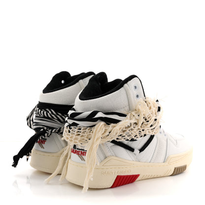 Saint Laurent Calfskin Smith High Top Sneakers 36.5 White Black 5 of 11