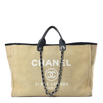Chanel Woven Straw Raffia Extra Large Deauville Tote Beige Black 1 of 21