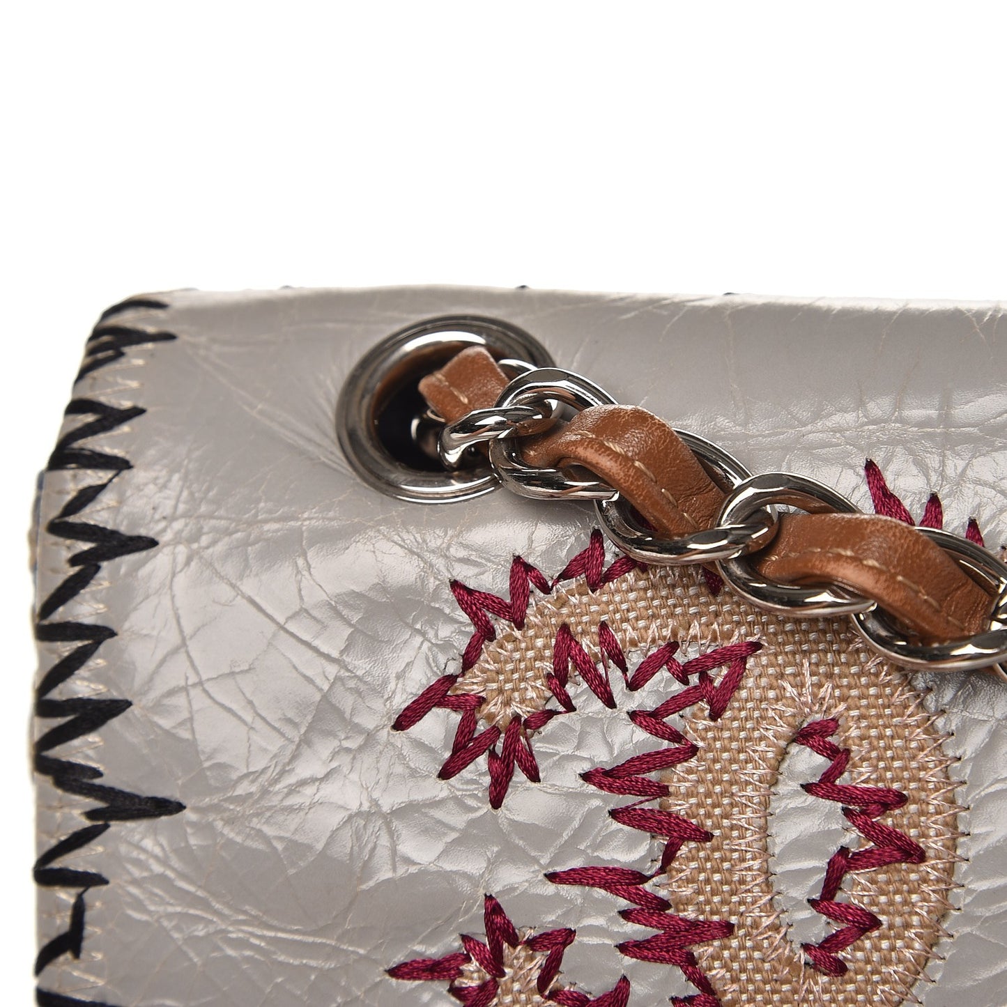 Denim Tweed Patchwork Jumbo Single Flap Multicolor
