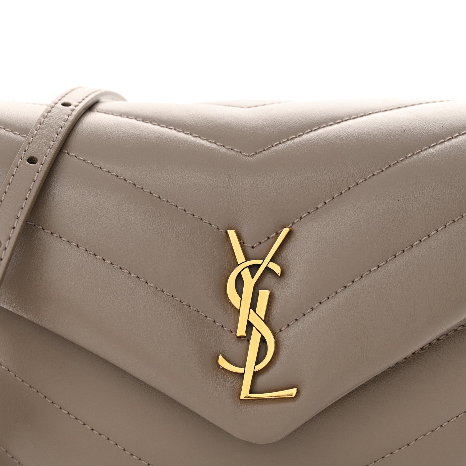 Saint Laurent Calfskin Y Quilted Monogram Toy Loulou Crossbody Bag Taupe 9 of 12