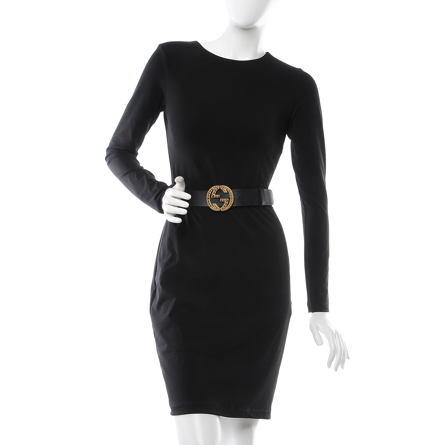 Gucci Calfskin Studded Interlocking G Belt 90 36 Black 2 of 6