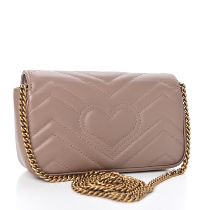 Gucci Calfskin Matelasse Super Mini GG Marmont Shoulder Bag Porcelain Rose 3 of 11