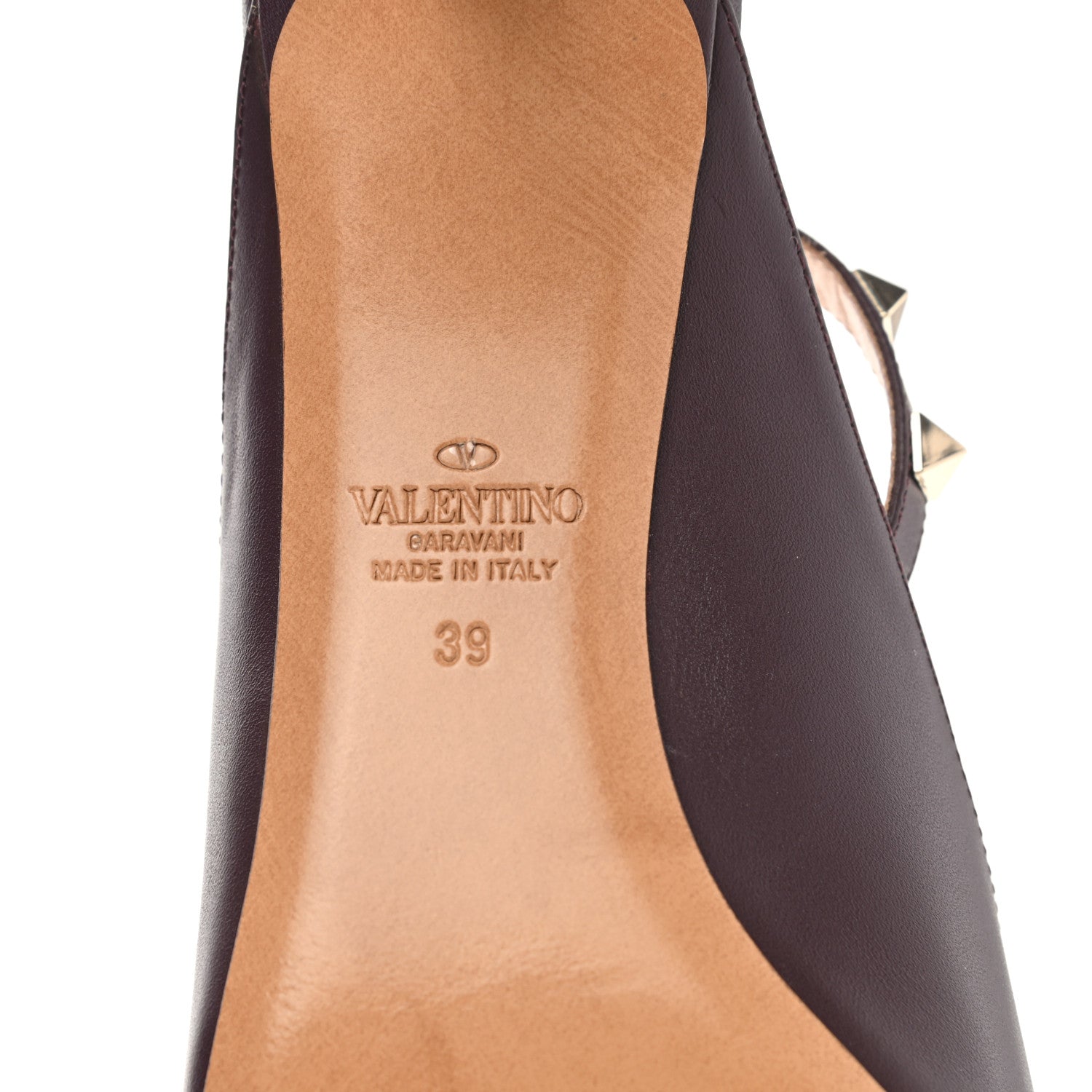 Valentino Garavani Nappa Rockstud Ankle Strap Low Heel Pumps 39 Rubin 5 of 7