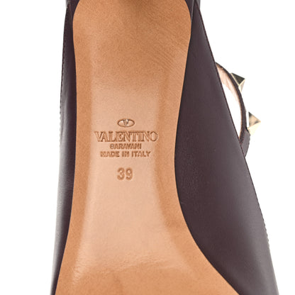 Valentino Garavani Nappa Rockstud Ankle Strap Low Heel Pumps 39 Rubin 5 of 7