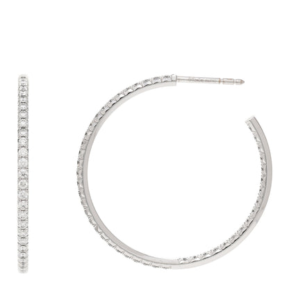Tiffany 18K White Gold Diamond Medium Metro Hoop Earrings 1 of 5