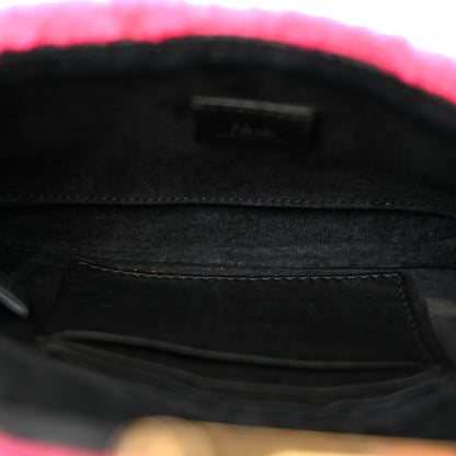 Fendi Shearling Nappa Mini Be Baguette Shoulder Bag Fuxia Black 5 of 25