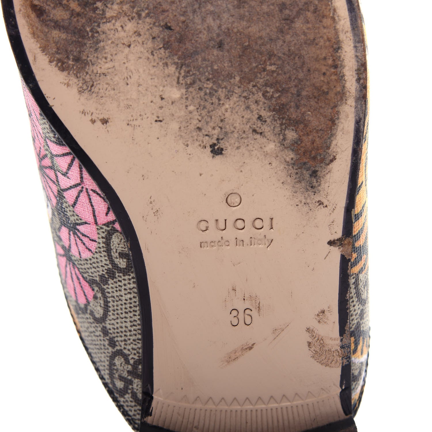 Gucci GG Supreme Monogram Bengal Womens Princetown Slippers 36 Beige Crop Pink 9 of 11
