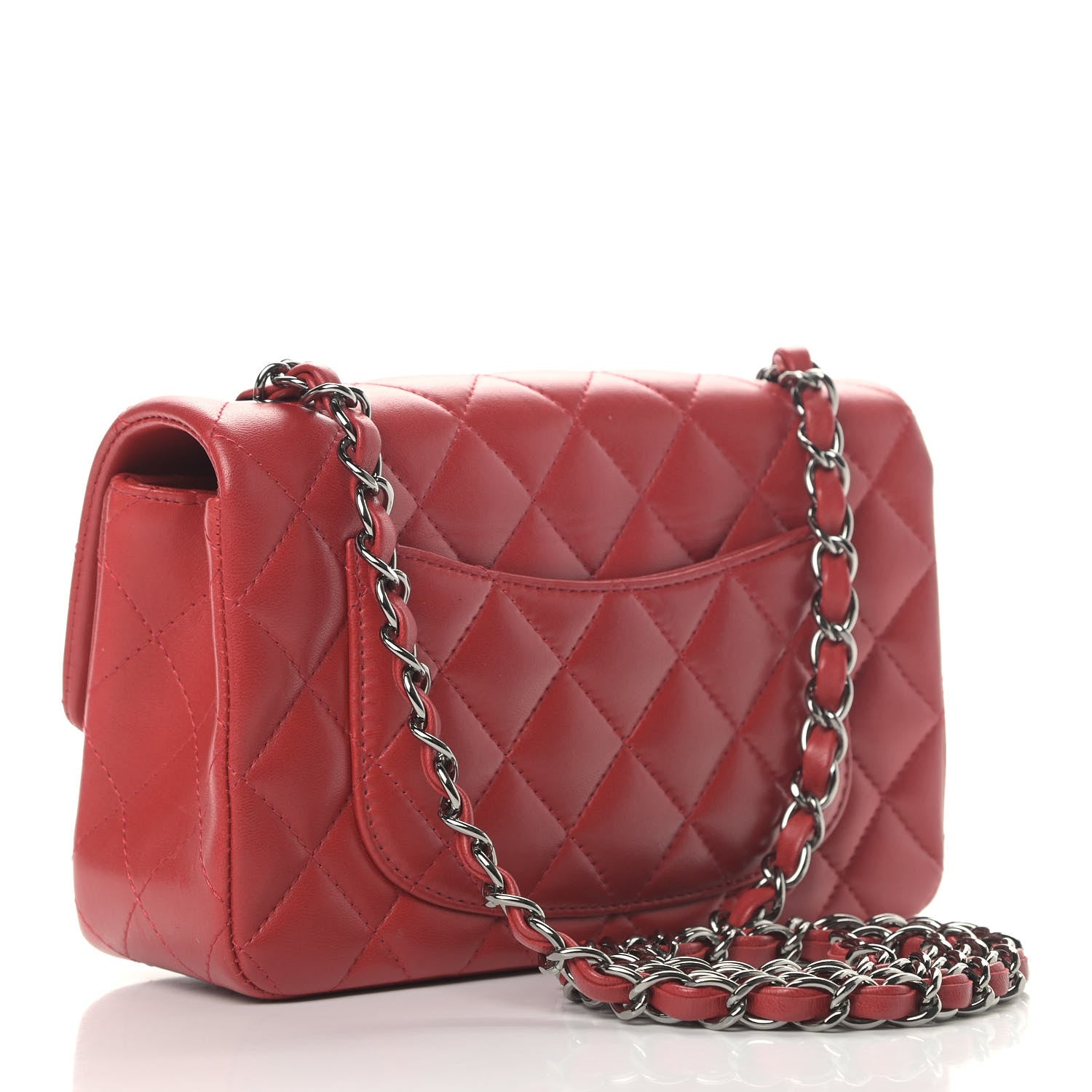 Chanel Lambskin Quilted Mini Rectangular Flap Red 2 of 6