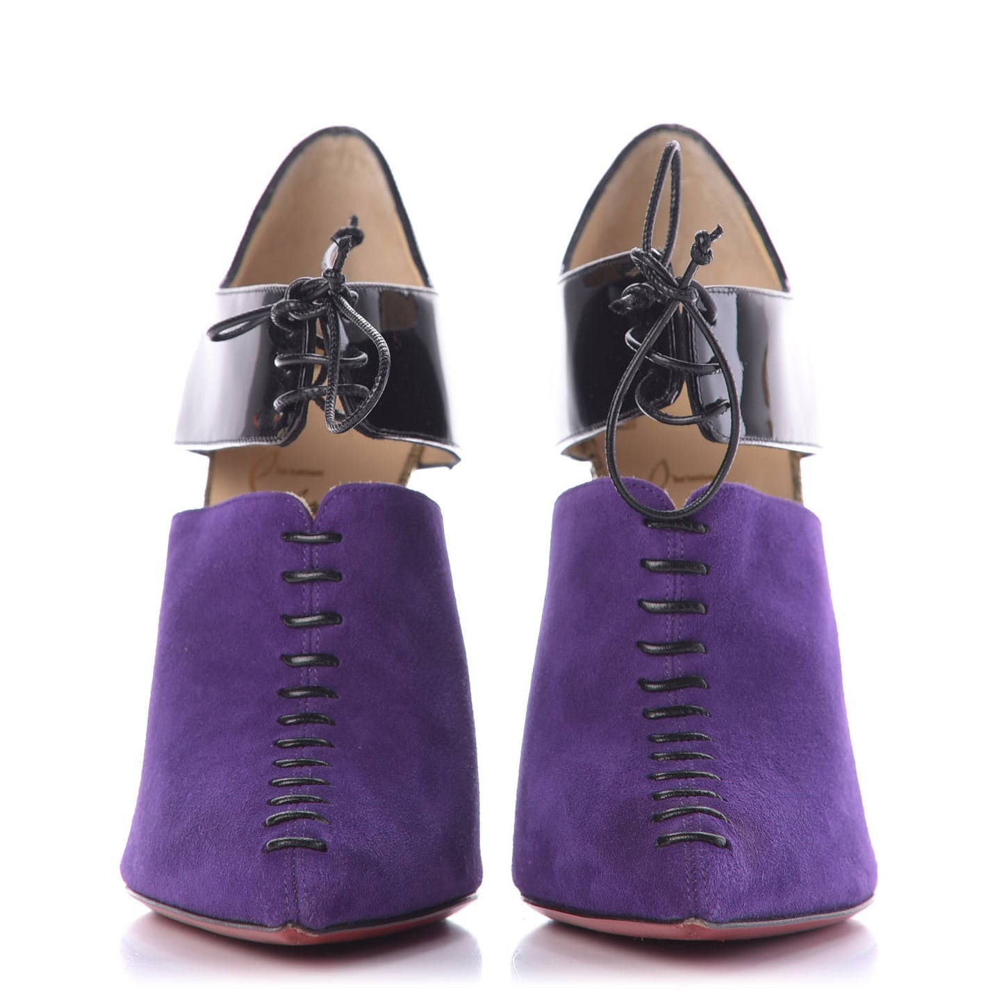 Patent Suede Kid Corsita 120 Ankle Boots 37.5 Violet Black