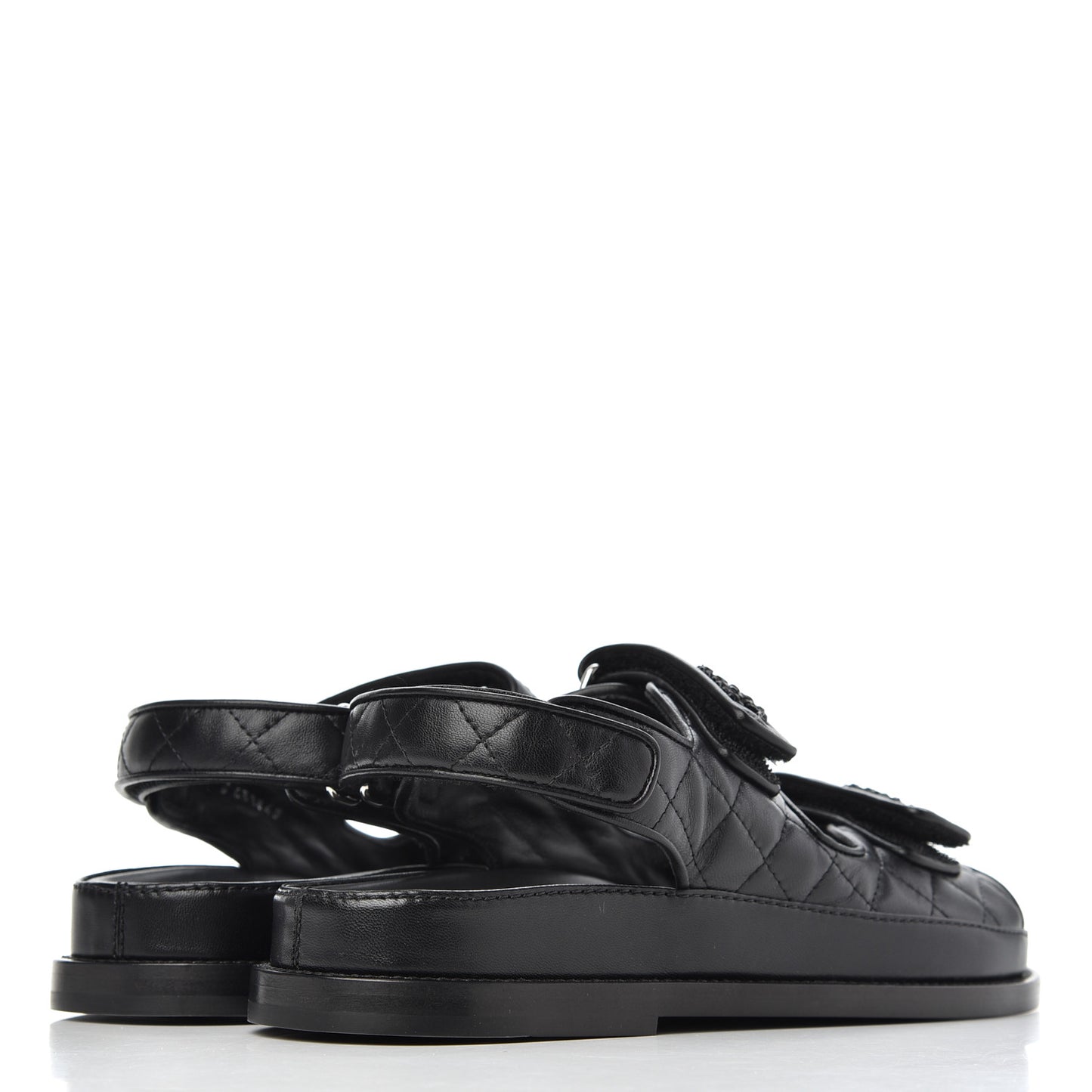 Lambskin Velcro Dad Sandals 37 Black