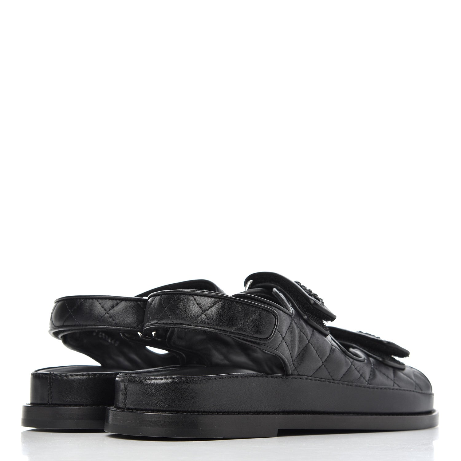 Chanel Lambskin Velcro Dad Sandals 37 Black 4 of 9