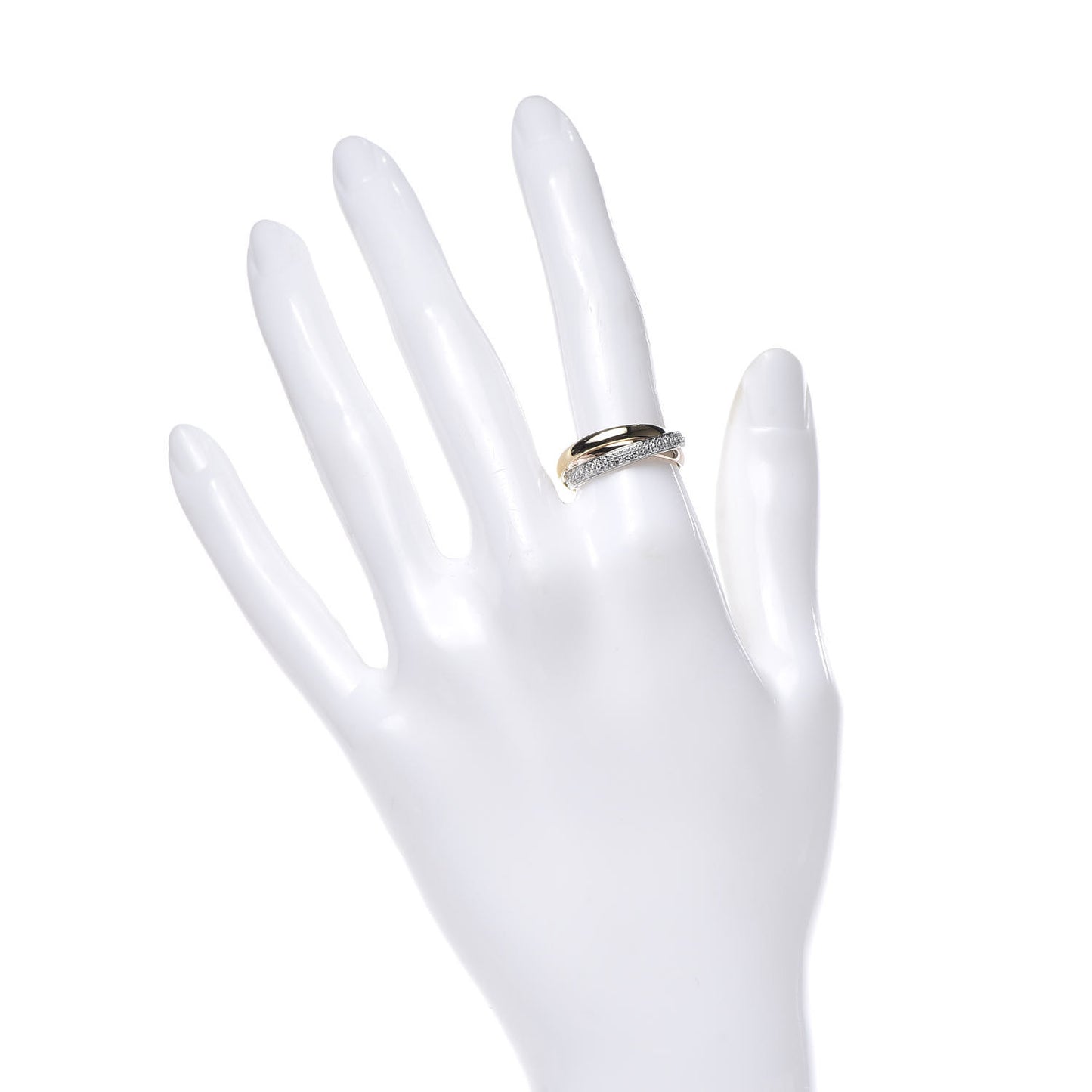 18K White Yellow Pink Gold Diamond Small Trinity Paved Ring 51 5.75
