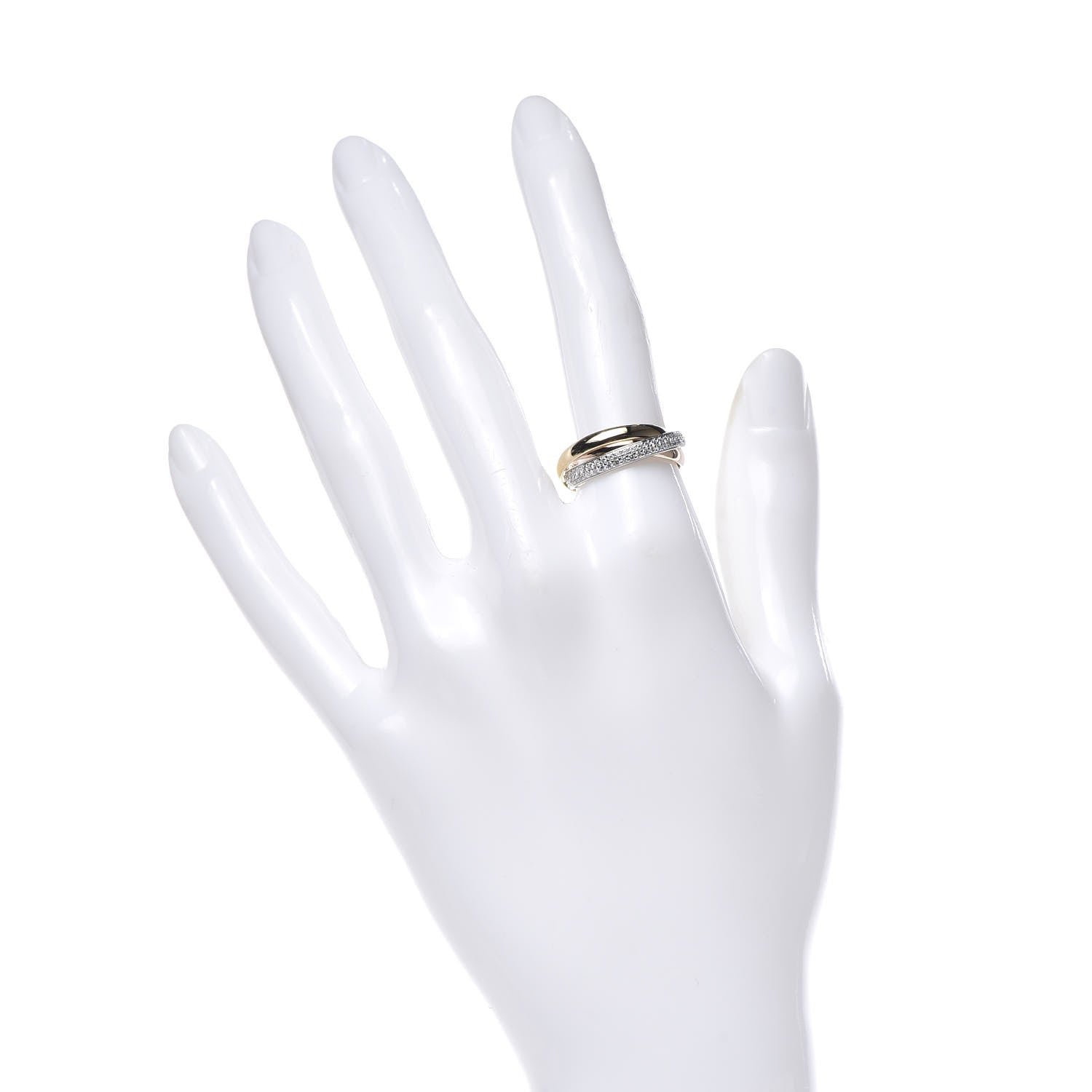 Cartier 18K White Yellow Pink Gold Diamond Small Trinity Paved Ring 51 5.75 2 of 4