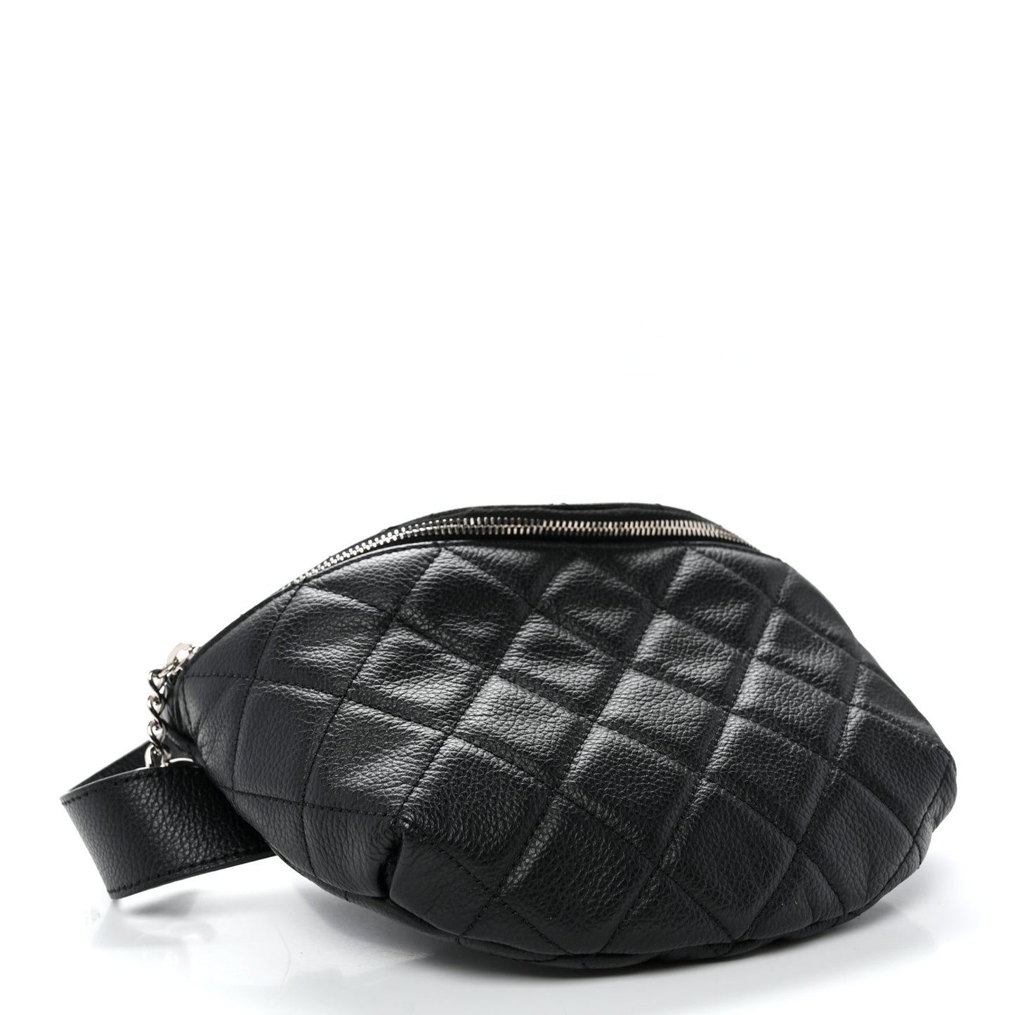Grained Calfskin Quilted Waist Belt Bag Black