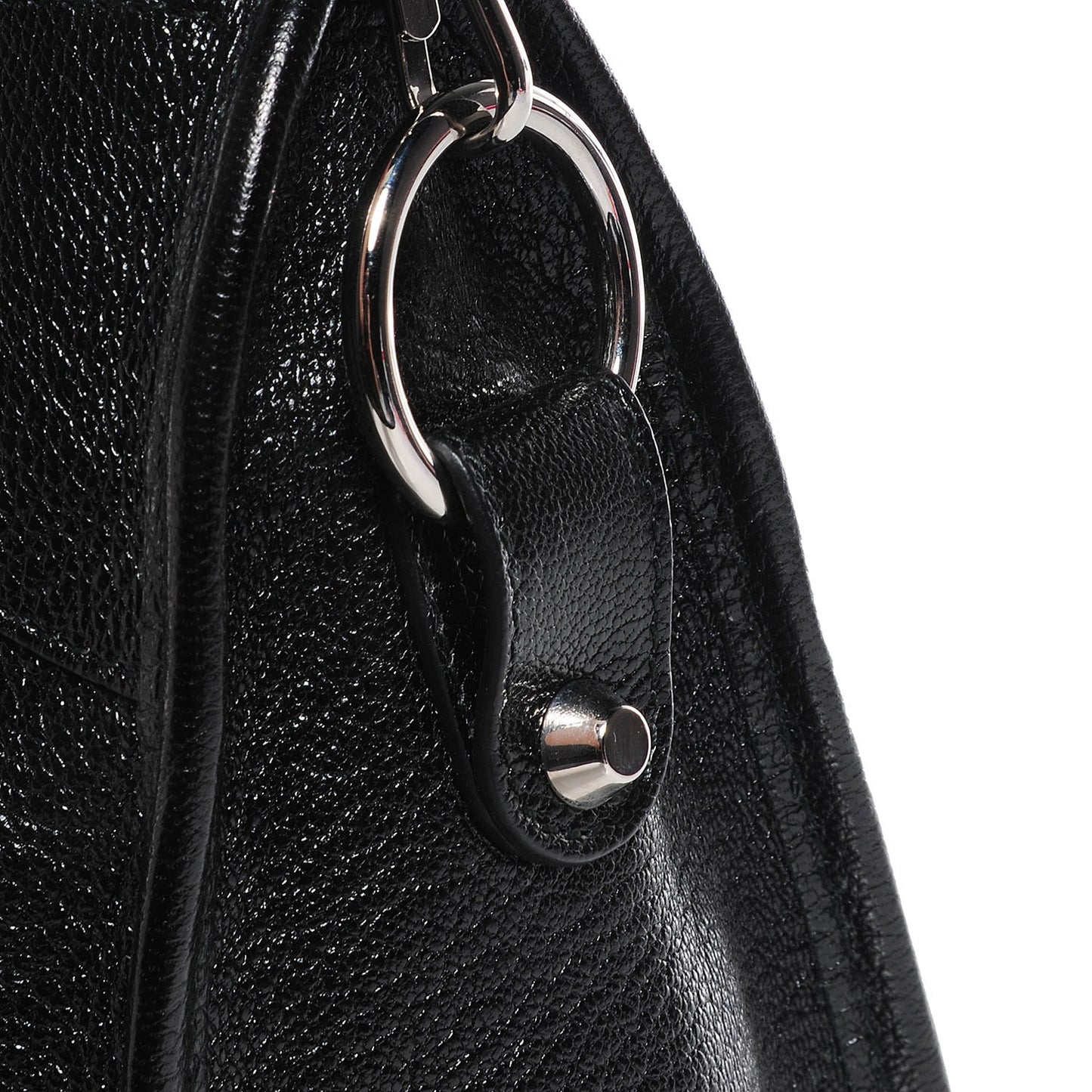 Chevre Silver Metallic Edge Hardware City Black