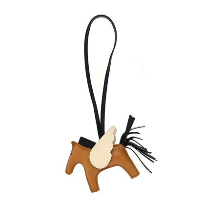 Hermes Milo Lambskin Grigri Rodeo Pegase Horse Bag Charm PM Sesame Black Nata 1 of 4
