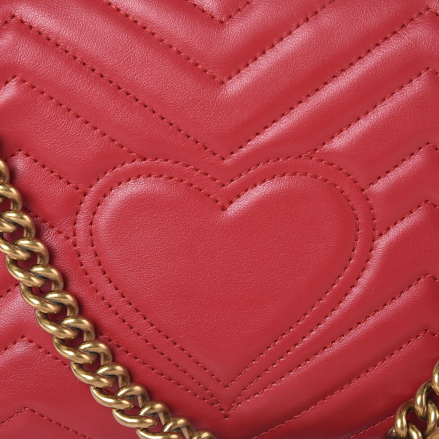 Gucci Calfskin Matelasse Small GG Marmont Shoulder Bag Hibiscus Red 9 of 9