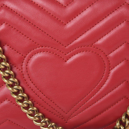 Gucci Calfskin Matelasse Small GG Marmont Shoulder Bag Hibiscus Red 9 of 9