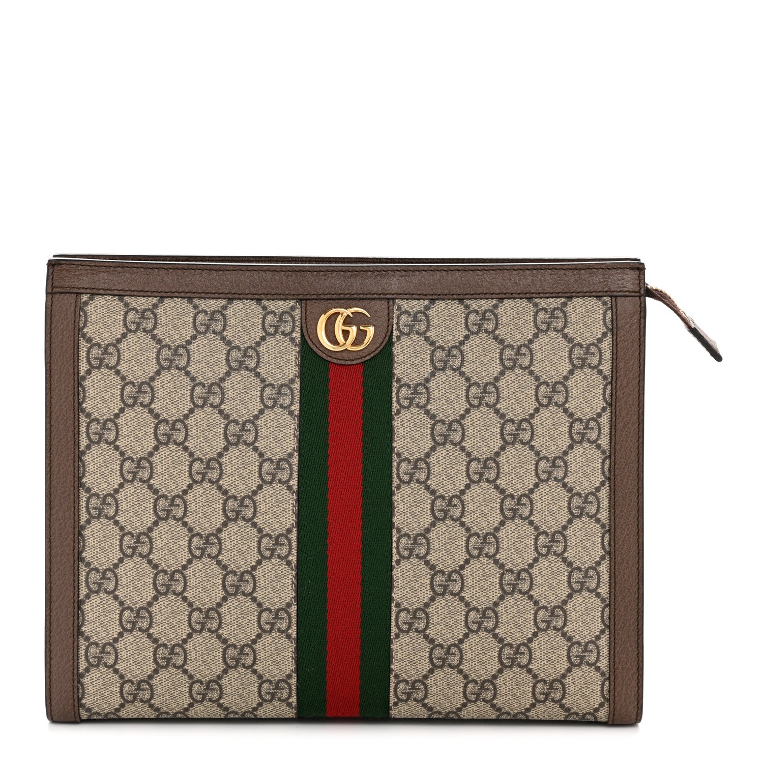 Gucci GG Supreme Monogram Web Ophidia Pouch Brown 1 of 8