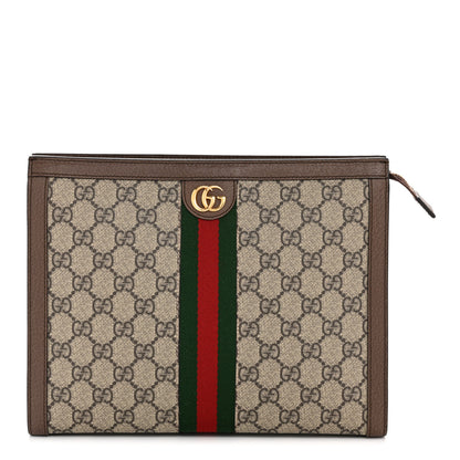 Gucci GG Supreme Monogram Web Ophidia Pouch Brown 1 of 8