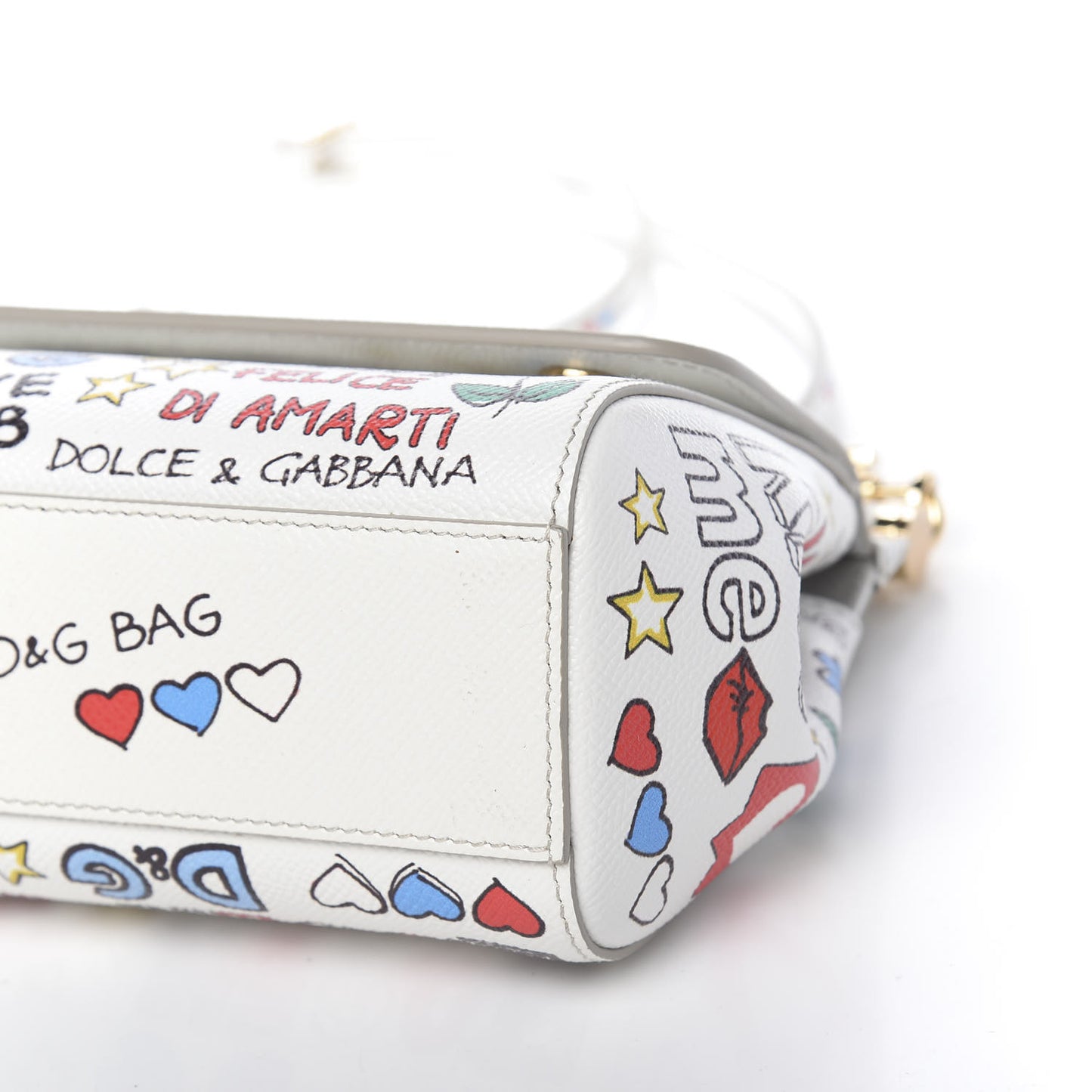 Dauphine Graffiti Printed Small Miss Sicily Satchel White