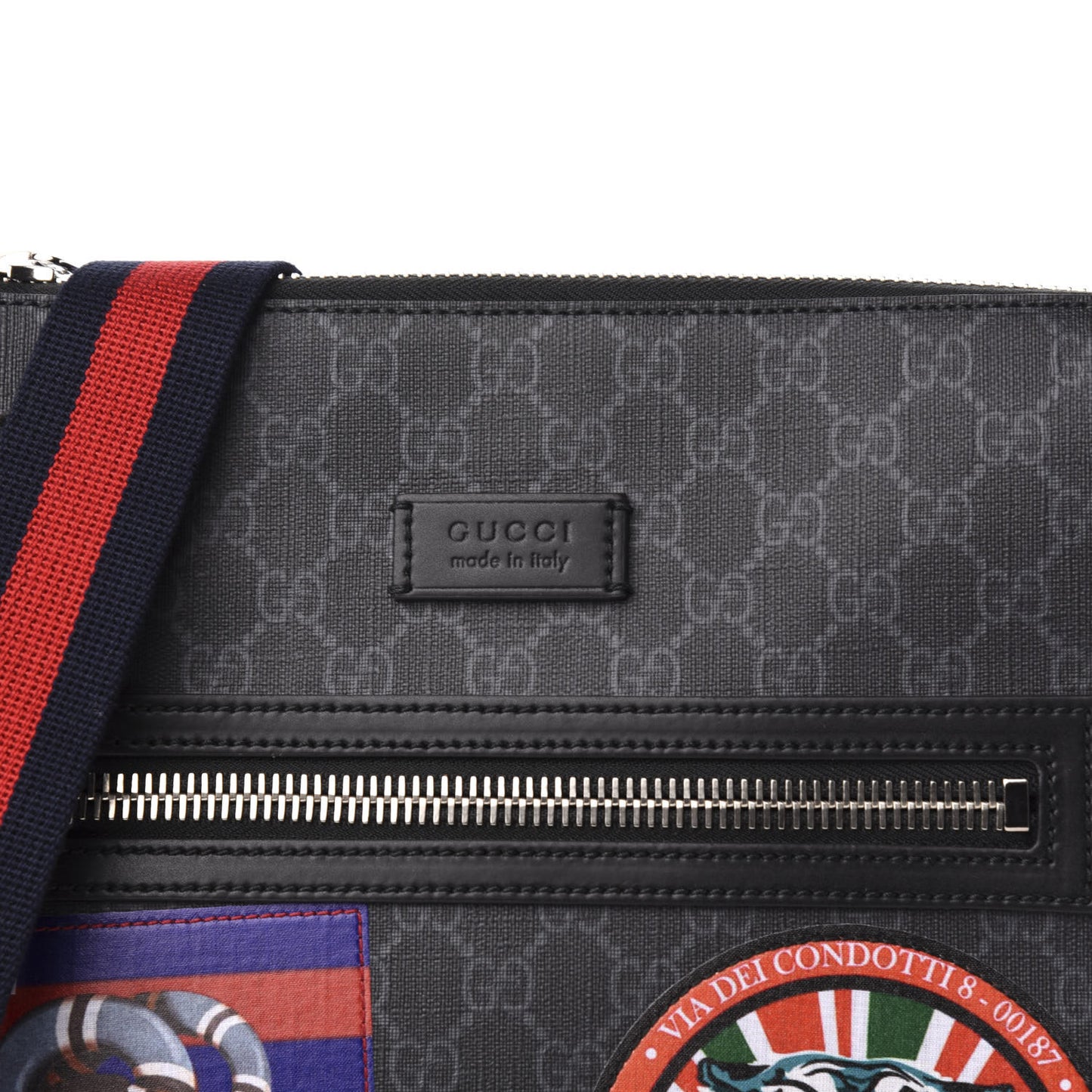 GG Supreme Monogram Night Courrier Flat Messenger Bag Black Multicolor