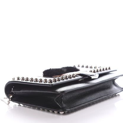 Fendi Vitello Elite Mink Fur Studded Karlito Tube Wallet on Chain Black 8 of 10