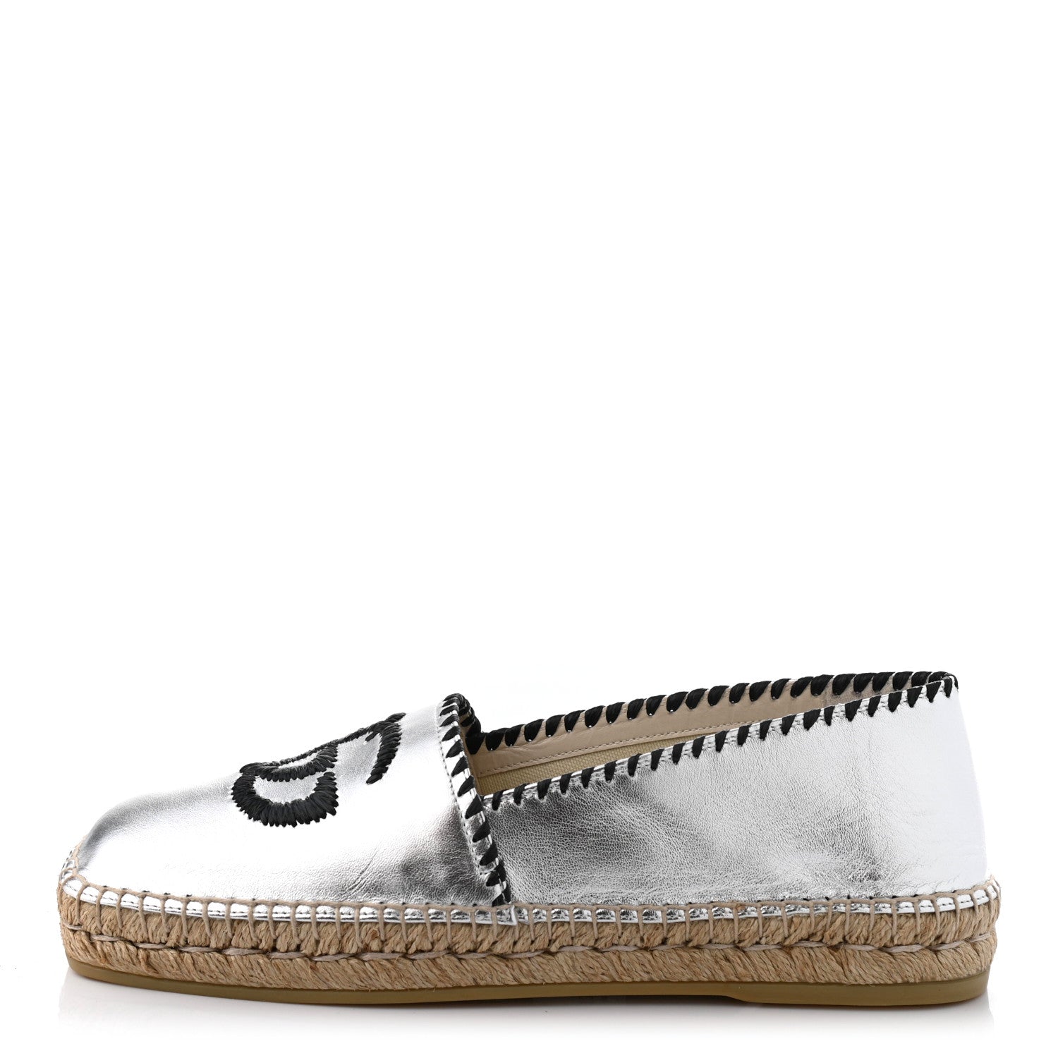 Gucci Metallic Nappa GG Marmont Espadrilles 39 Silver 1 of 10