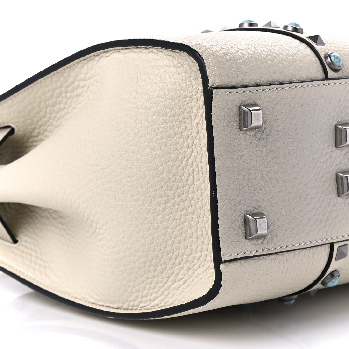Grainy Calfskin My Rockstud Rolling Frame Bag Light Ivory