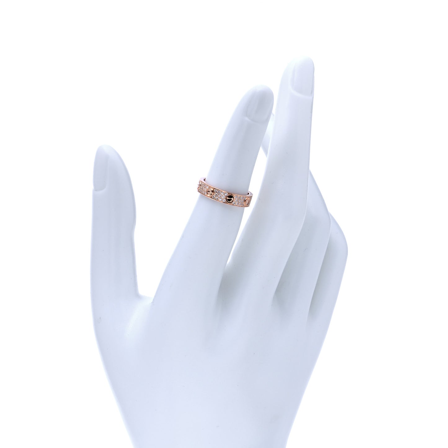 18K Pink Gold Diamond 4mm LOVE Wedding Paved Band Ring 48 4.5