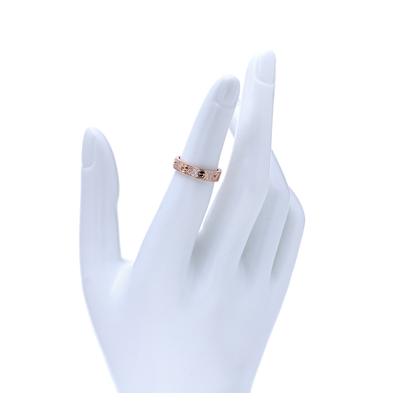 Cartier 18K Pink Gold Diamond 4mm LOVE Wedding Paved Band Ring 48 4.5 2 of 6