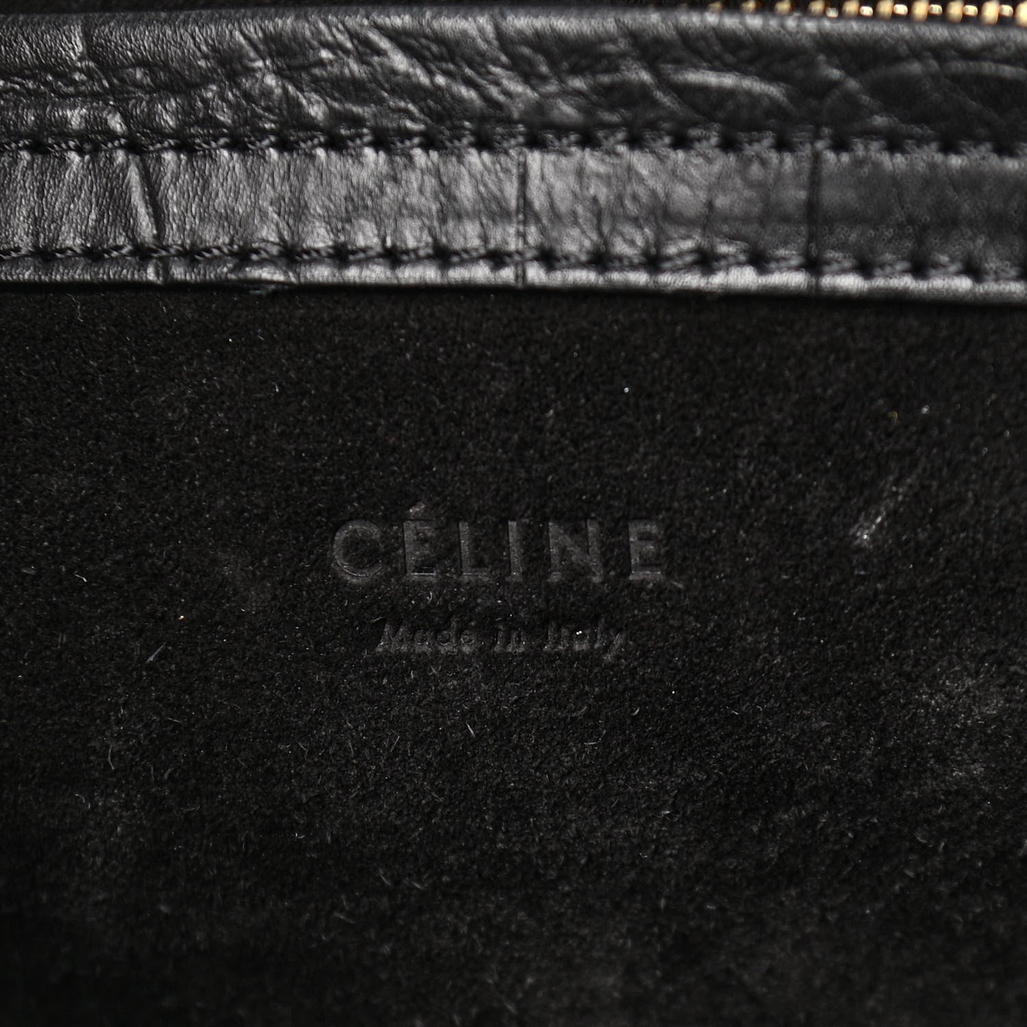 Celine Calfskin Crocodile Embossed Medium Phantom Luggage Black 6 of 10