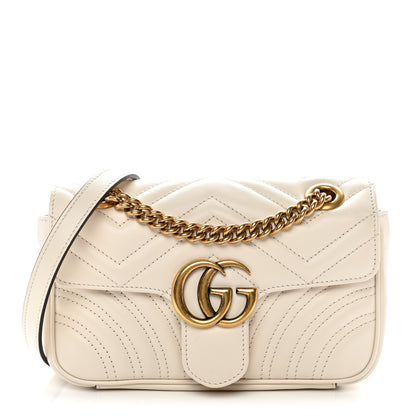 Gucci Calfskin Matelasse Mini GG Marmont Shoulder Bag White 1 of 9