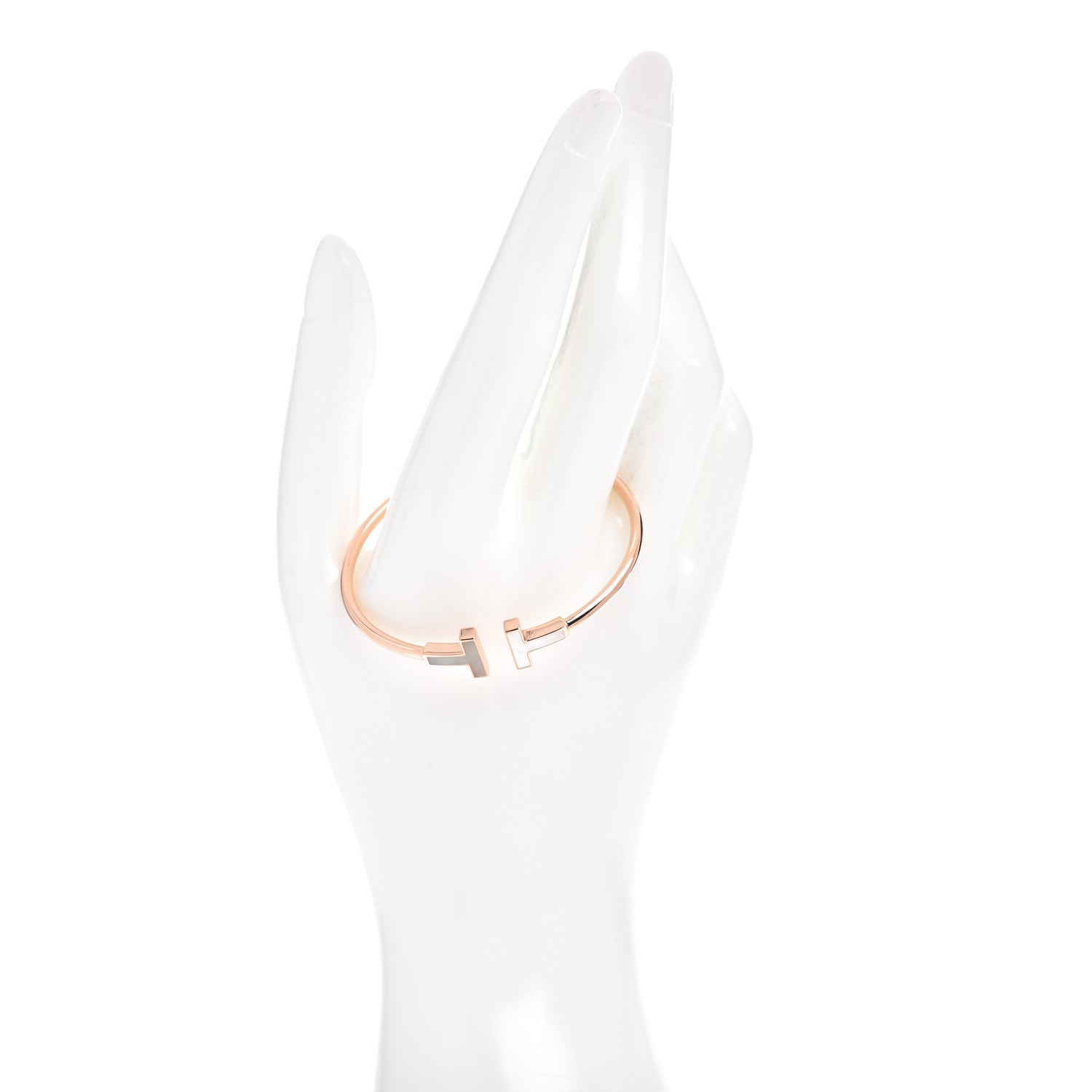 Tiffany 18K Rose Gold Mother of Pearl T Wire Bracelet 2 of 6