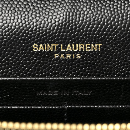 Saint Laurent Grain De Poudre Matelasse Chevron Monogram Chain Wallet Black 6 of 10