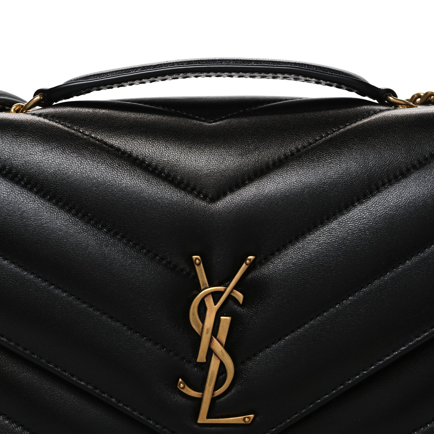 Lambskin Chevron Quilted Medium Loulou Black