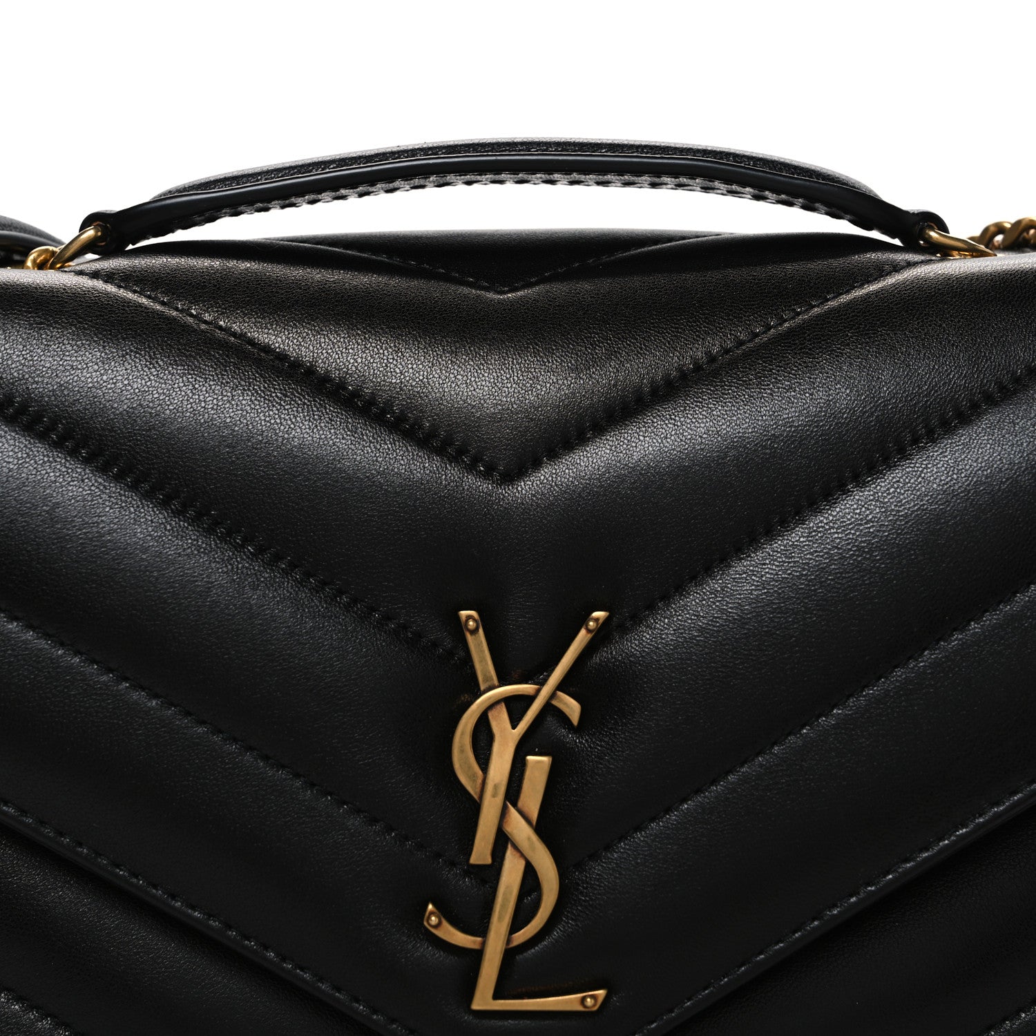 Saint Laurent Lambskin Chevron Quilted Medium Loulou Black 9 of 11