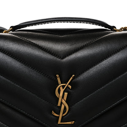 Saint Laurent Lambskin Chevron Quilted Medium Loulou Black 9 of 11