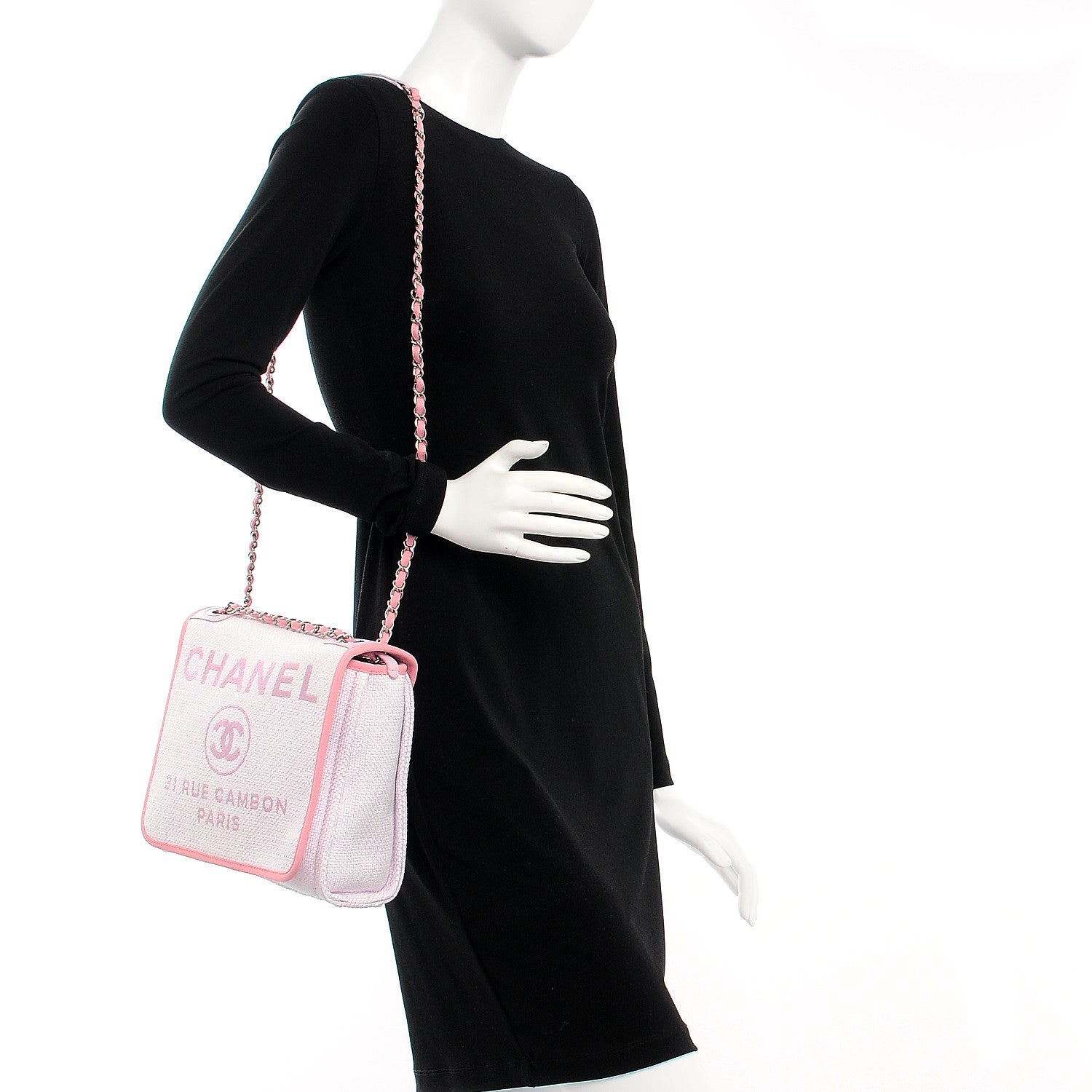 Chanel Woven Straw Raffia Small Deauville Messenger Light Pink 2 of 7