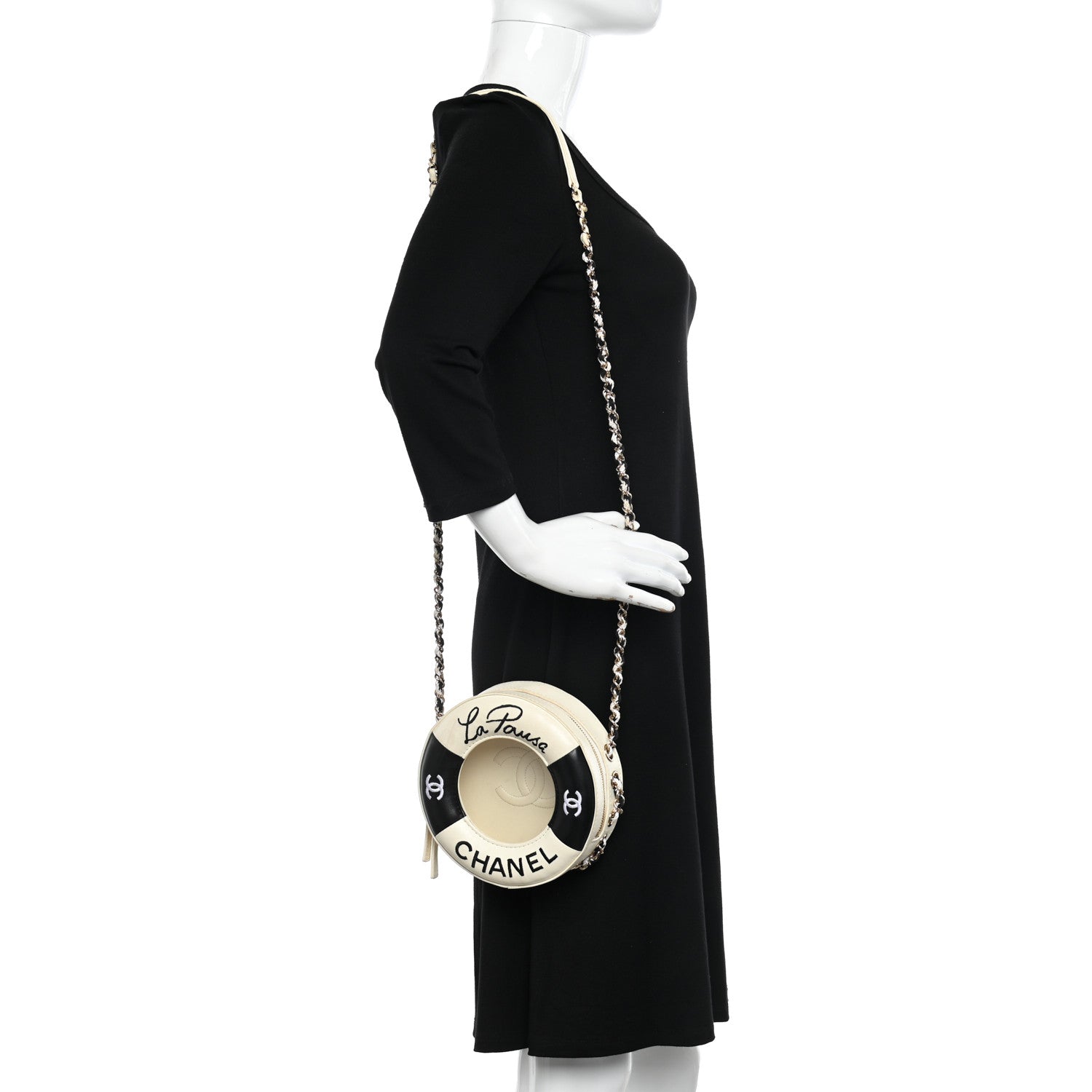 Chanel Lambskin Coco Lifesaver Round Bag Black White 2 of 16