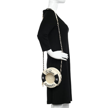 Chanel Lambskin Coco Lifesaver Round Bag Black White 2 of 16