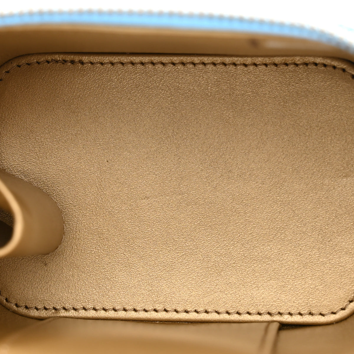 Lambskin Quilted Pearl Crush Mini Vanity Case With Chain Light Blue