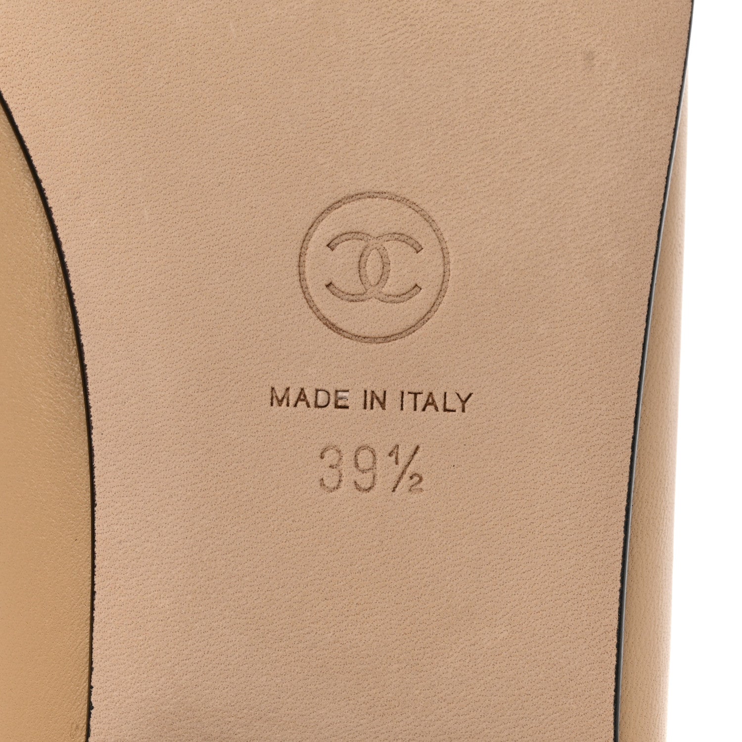 Chanel Lambskin Cap Toe CC Ballerina Flats 39.5 Beige Black 8 of 9