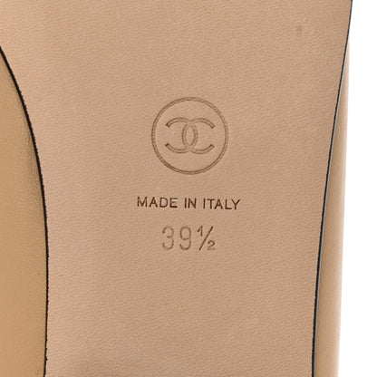 Chanel Lambskin Cap Toe CC Ballerina Flats 39.5 Beige Black 8 of 9