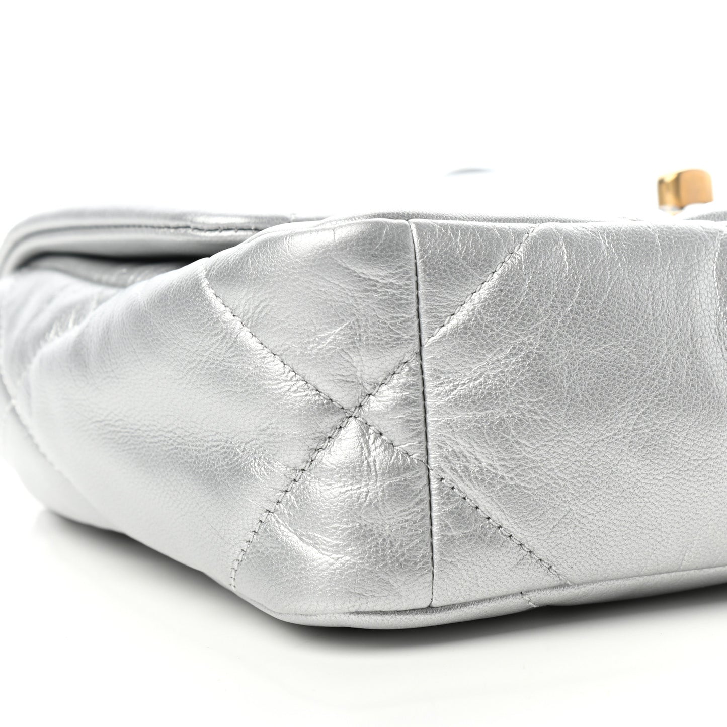 Metallic Goatskin Quilted Medium Chanel 19 Flap Silver