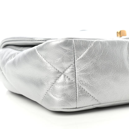 Chanel Metallic Goatskin Quilted Medium Chanel 19 Flap Silver 8 of 9