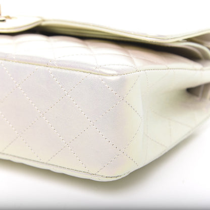 Chanel Iridescent Lambskin Quilted Medium Double Flap Ivory 10 of 11