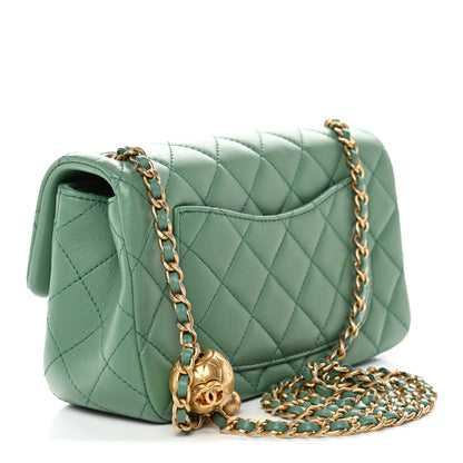 Chanel Lambskin Quilted Mini Rectangular Pearl Crush Flap Dark Green 3 of 11